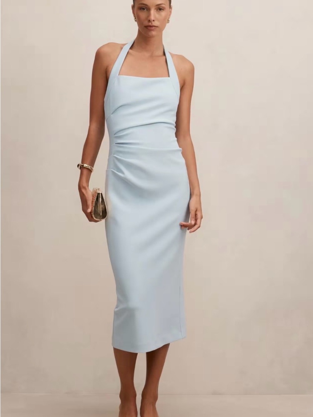 Ever New Powder Blue Halter Midi Dress